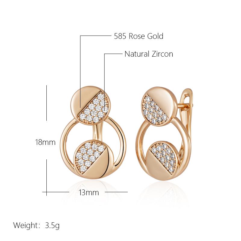 Fashion Glossy  Rose Gold Color Dangle Earrings For Women Full Natural Zircon Accessories Daily Fine Jewelry Gift