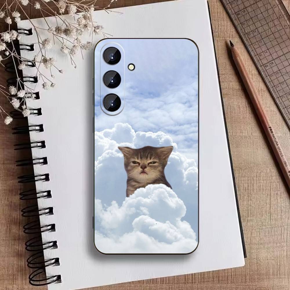Großäugiges albernes Katzen-Maus-Handyhülle für Samsung Galaxy A73,A21s,A22,A31,A52,A53,A71,A41 Weiche schwarze Hülle