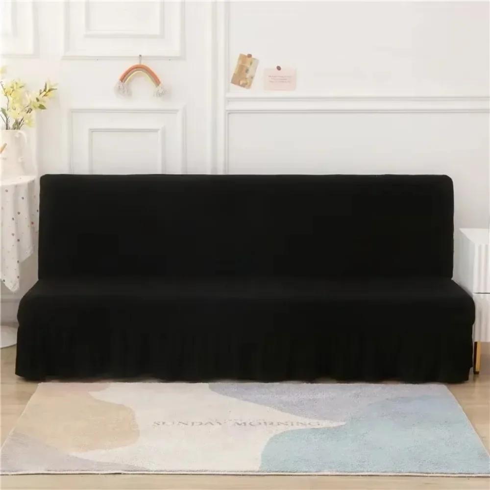 Solid Color Elastic Folding Sofa Bed Cover With Skirt Sofa Slipcover Couch Cover Furniture Protector 1Pc Home Decoration Couch Cover