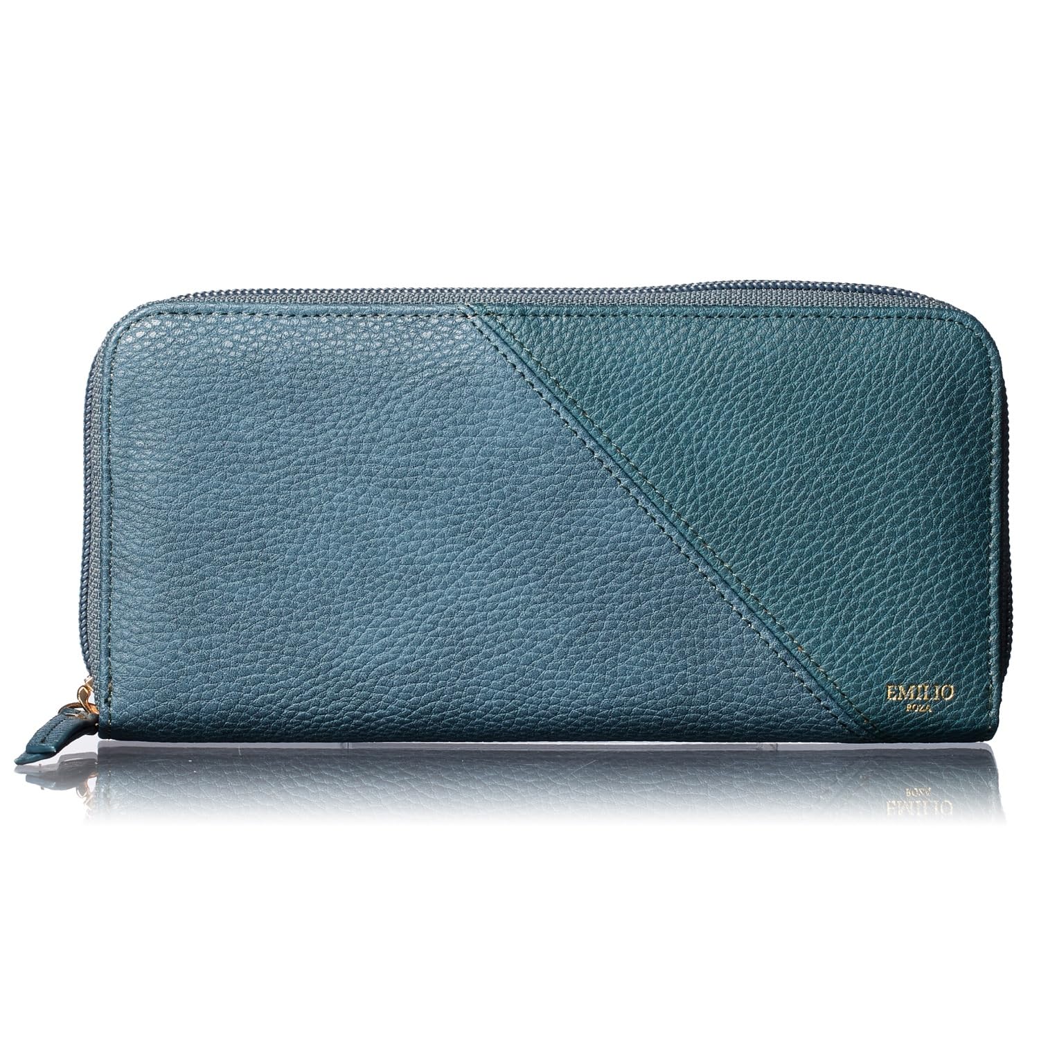 EMILIO ROZA New Lightweight Women s Combination Long Wallet with Large Capacity and Vertical Card Storage, Perfect as a Gift, Boxed (Green)