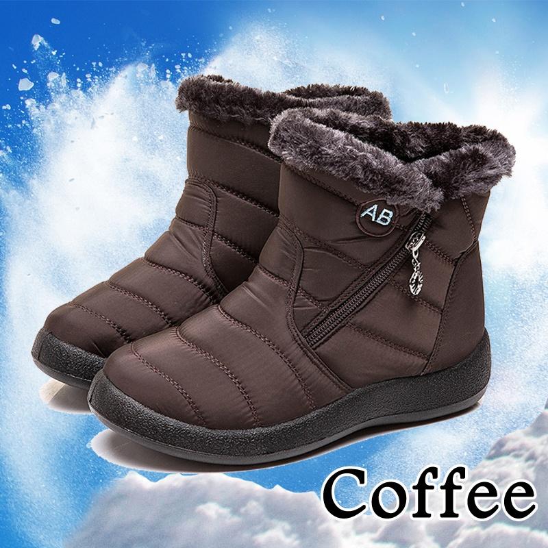 New Winter Warm Snow Boots Unisex Non-slip Waterproof Cotton Shoes Men Women Comfort Plush Fur Lazy Zipper Up Slip On Ankle Boots Casual Low