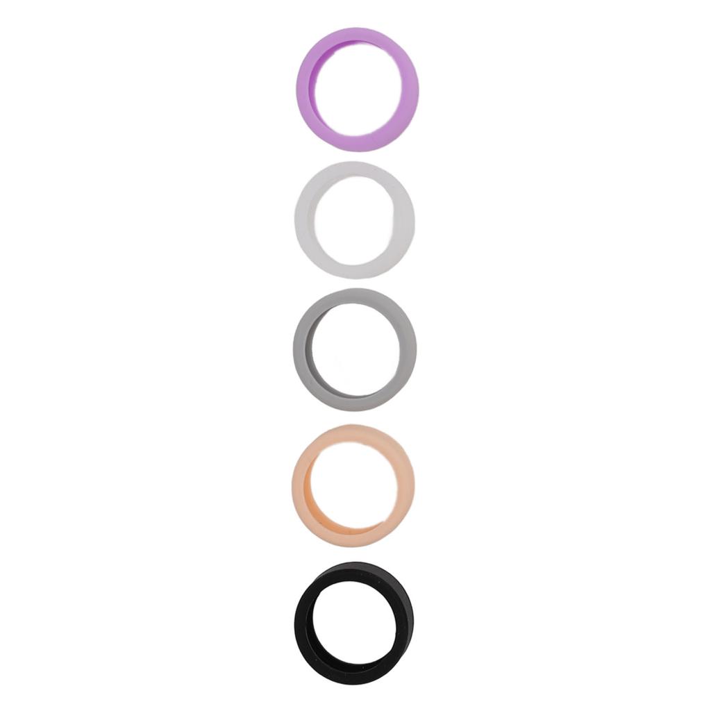 5pcs Smart Ring Sleeve Black White Gray Pink Purple Silicone Elastic Anti Scratch Skin Friendly Smart Ring Cover S for Size 6 7 8 9 10