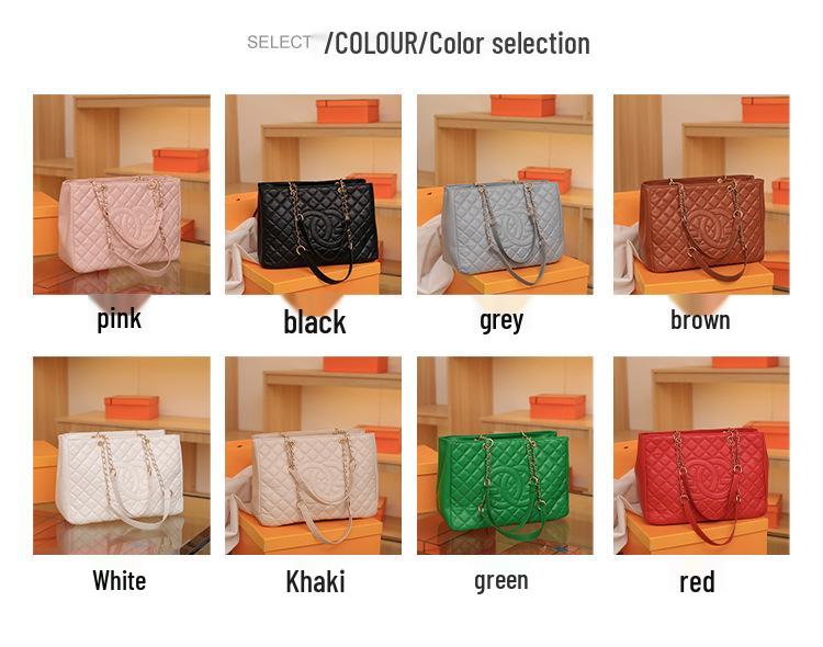Women's Fashion Diamond Pattern Chain Tote Bag