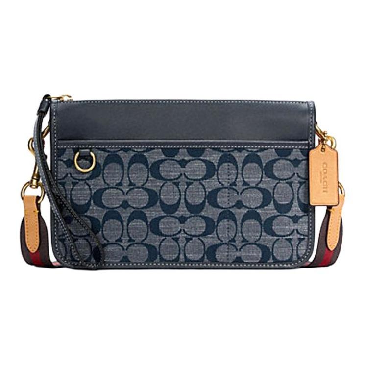 

Coach Heritage 25 Monogram Canvas And Leather Messenger Bag Unisex Shoulder Bag Denim-Blue C4162-B4DE Basic Set (Bag+Dust Bag)