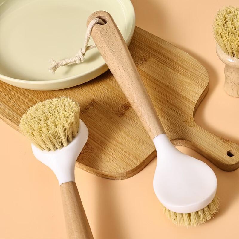 ZISIZ Wooden Long Handle Pot Brush
