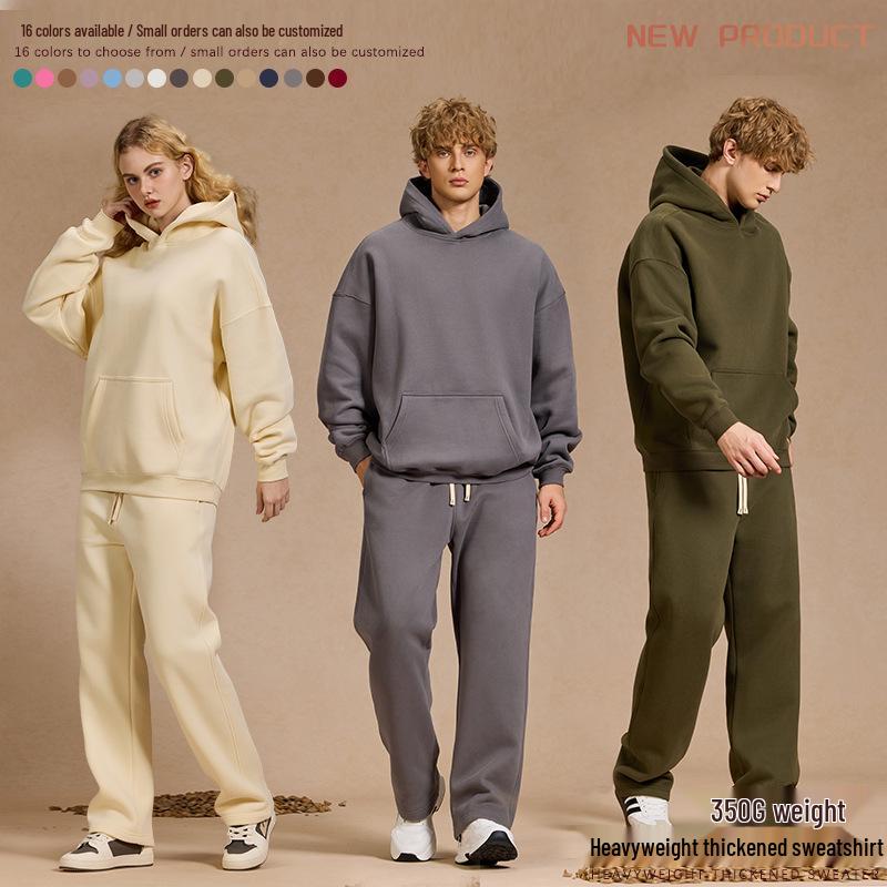 2025 A/W Men's Oversized Hoodie & Sweatpants Set: Trendy Loose Plus Velvet, Thickened and Comfortable
