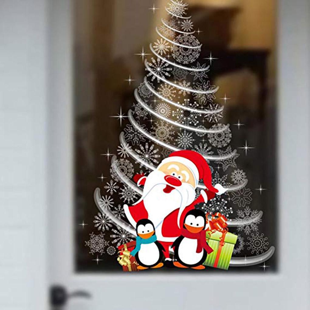 Removable Santa Pattern Wallpaper Christmas Mural Decal Art Wall Door Window Sticker Living Room Decor