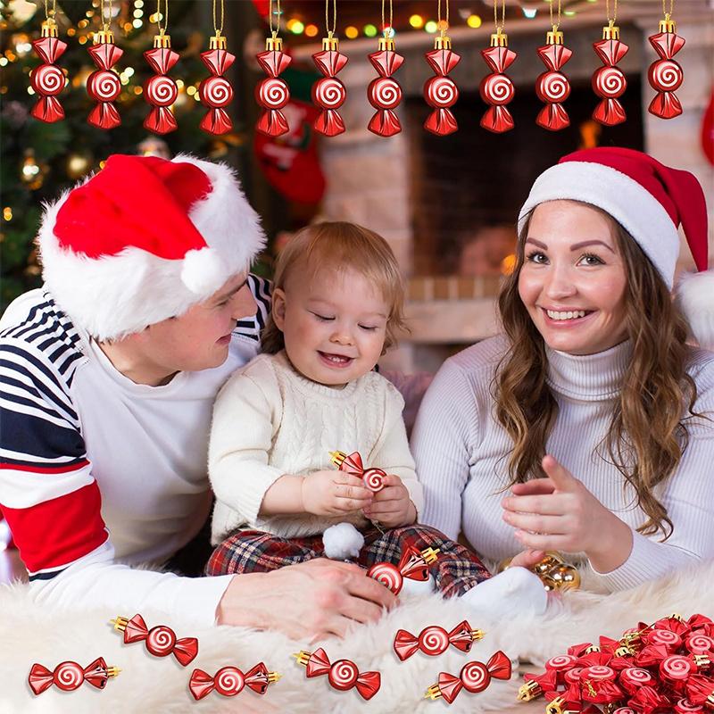1box 11cm Christmas Candy Ornaments Christmas Glitter Hanging Candy Xmas Tree Hanging Home Decor 2026 New Year Gift Navidad