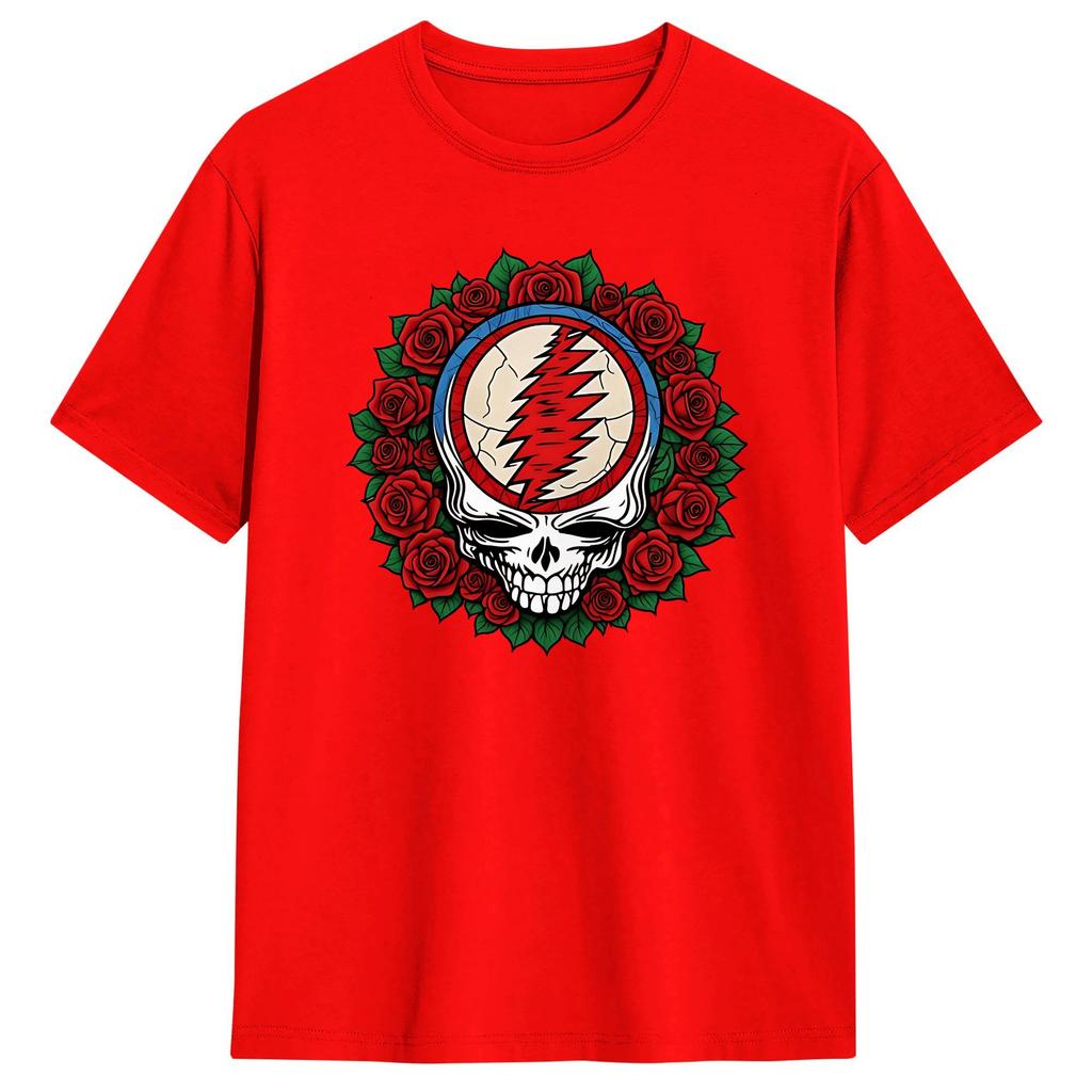 Gratefuls Deads Earthquake Stealie and Roses T Shirt Beach  Vintage TShirts 100 Cotton Hip Hop Tshirt For Unisex Pattern Tops