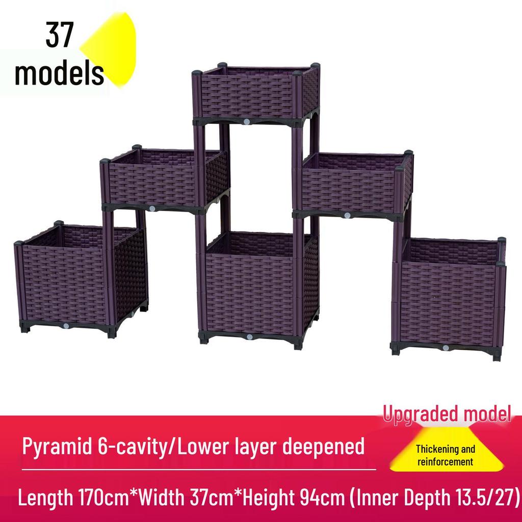 Outdoor Flower & Vegetable Planter: Large Rectangular Plastic Box for Balcony & Rooftop Gardening