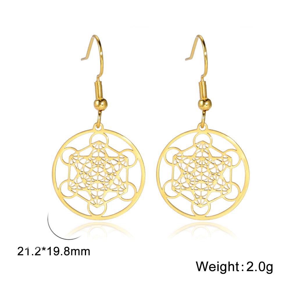 Archangel Metatron Geometric Earrings for Women Hollow Secret Geometry Charms Amulet Jewelry Drop Dangle Earrings Christmas Gift