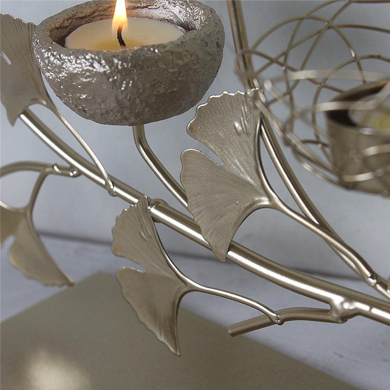 Golden Iron Art Bird's Nest Candlestick Bird Candle Holder Ornament Candle Tray Home Dining Table Creative Romantic Candle Stand