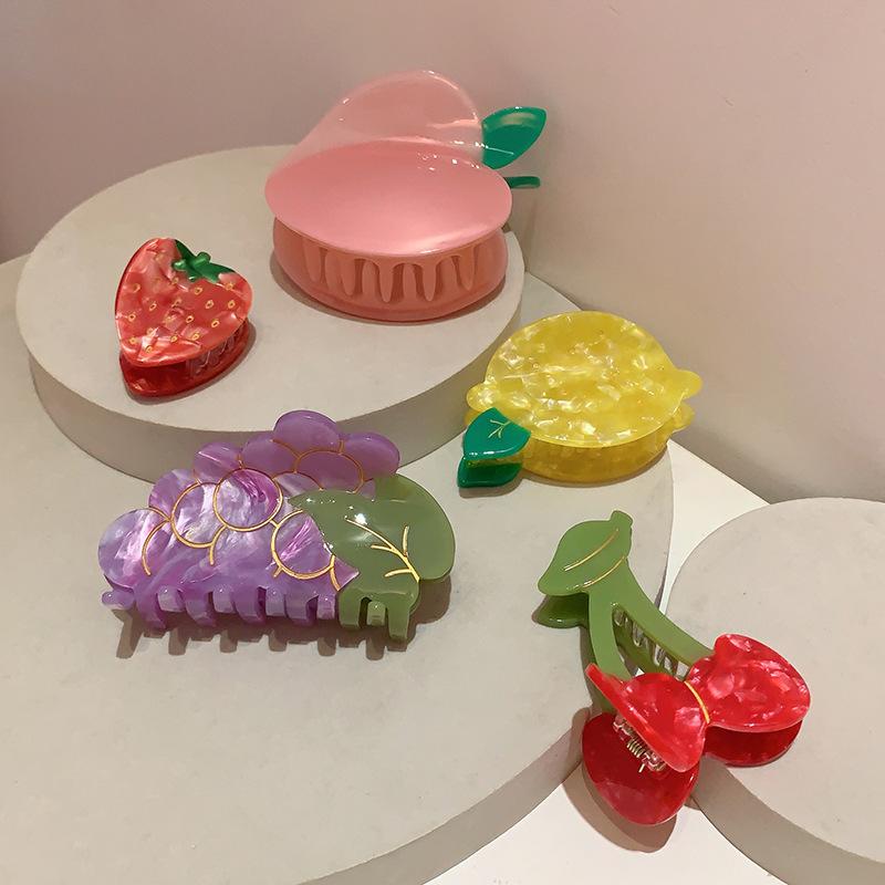 Hair Barrettes Fruit Shape Hair Claw Clips Set Watermelon Strawberry Avocado Accessories Fun Novelty Hair Jewelry For Girls