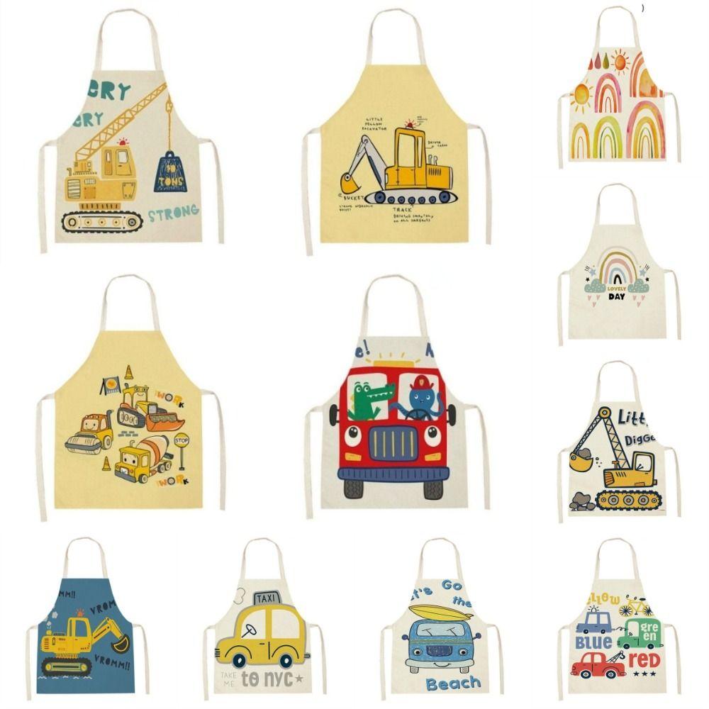 Car Pattern Painting Apron Vehicle Theme Cleaning Clothes New Children's Apron Home Use