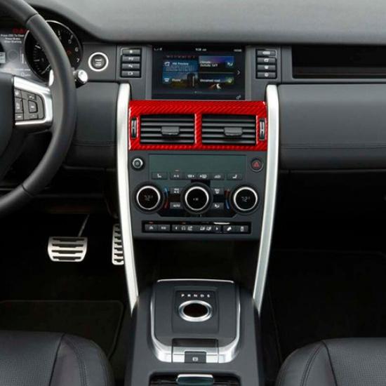 2Pcs Red Carbon Fiber Center Air Vent Cover Trim For Land Rover Discovery Sport