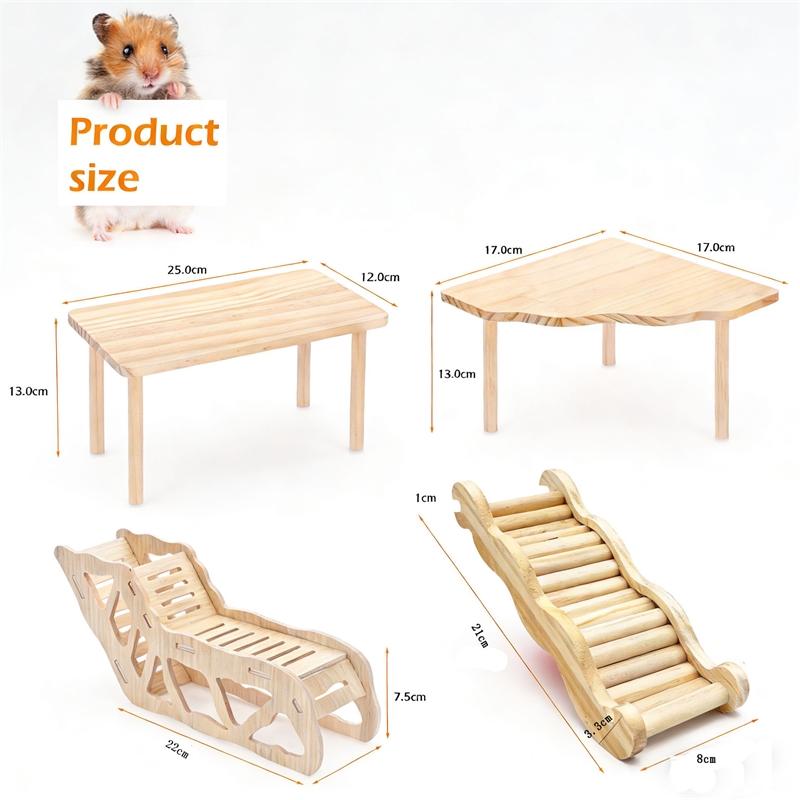 Wooden Hamster Cage Hideout Two Tier Platform House Compact Pet Habitat For Small Hamsters Home Display For Kids Birthday Gift