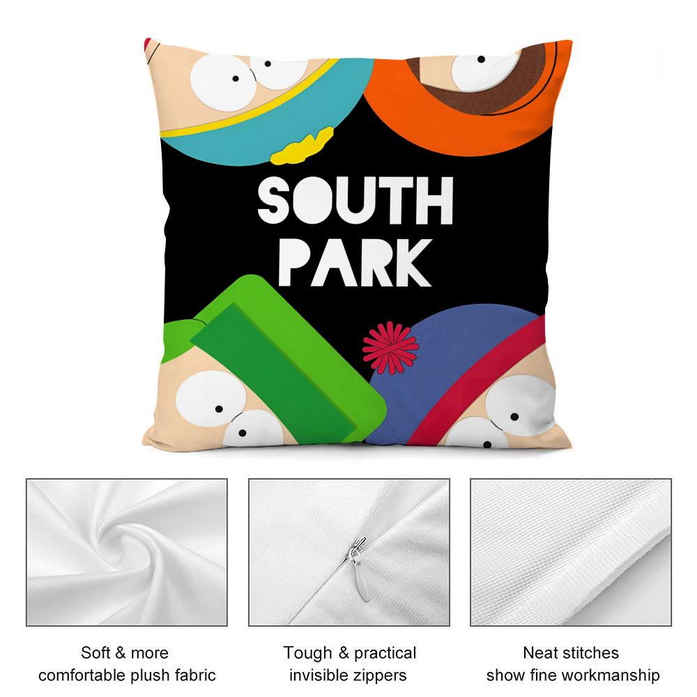 Anime SSouths PPark Cushion Cover Soft Plush Fabric DoubleSided Printed Cushion Covers for All Seasons Modern HomeDecor Gift