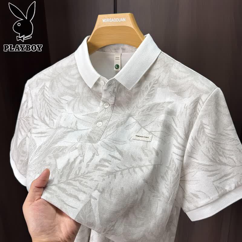 Playboy Men s Ice Silk Tie-Dye Polo Shirt 4XL