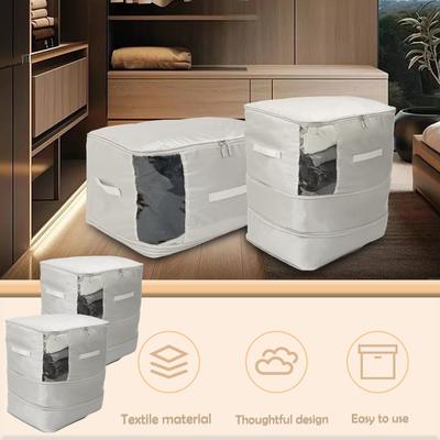 2 Peças Saco de Armazenamento para Edredom Poliéster Grande Capacidade Organizador de Compressão com Janela Transparente e Alça Saco de Mudança para Casa