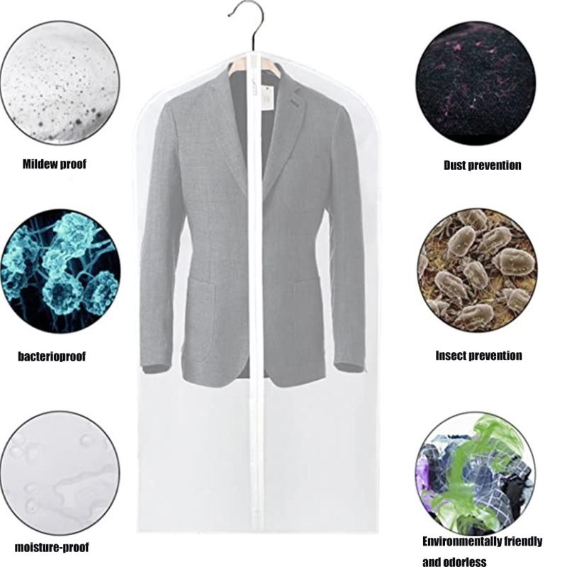 10Pcs Set Breathable Clothes Protector Bags With Zippered Convenient for Seasonal Storage of Suits and Dresses