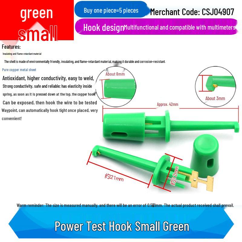 Large Hook-Type Multimeter Test Clip for Power Testing