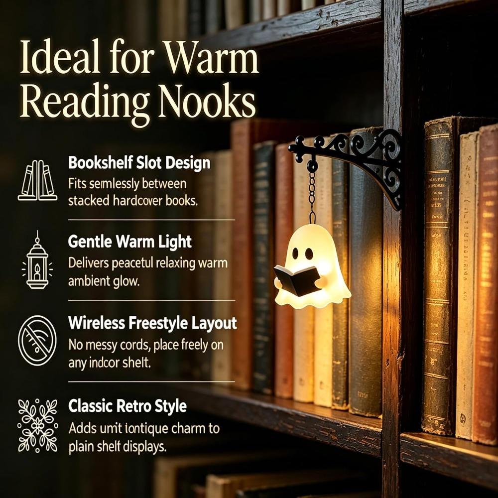 Halloween Retro Bookshelf Lighting Wall Mounted Reading Lamp Metal Gothic LED Night Light  for Studious Home Room Ornament LED