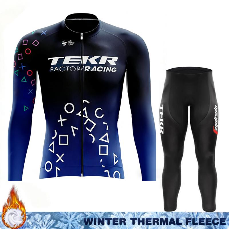 

Зимняя Термофлисовая Велосипедная Майка TEKR Мужская Одежда для Велосипеда Мужчина Ретро Мужской Наряд Термальный Костюм Свитшот Рубашка Униформа Велосипед Asian size - XS
