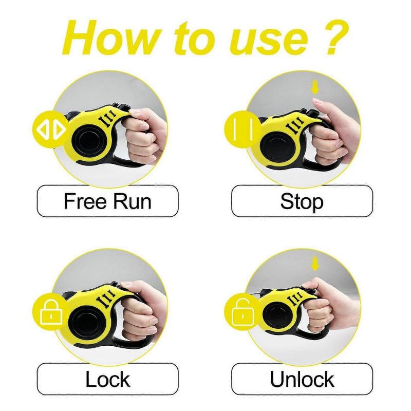 5 M Retractable Dog Lead with Automatic Braking System, Durable and Wear-Resistant Design