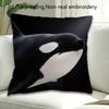 Modern Black White Killer Whale Orca Throw Pillow Cover Double Sided Ocean Theme Cushion Case Couch Bed Dorm Home Sofa Decor
