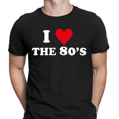 Ich liebe die 80er Herz Party Kostüm Ausgefallen Retro Herren T-Shirts Tee Top #GVE