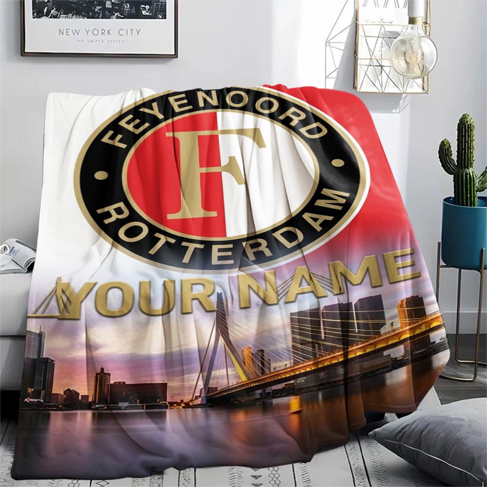 1PC Custom Name Feyenoord Patterned Flannel Blanket Suitable For All Seasons for Home Decor Warmth and Comfort Gifts Holiday Present_xia