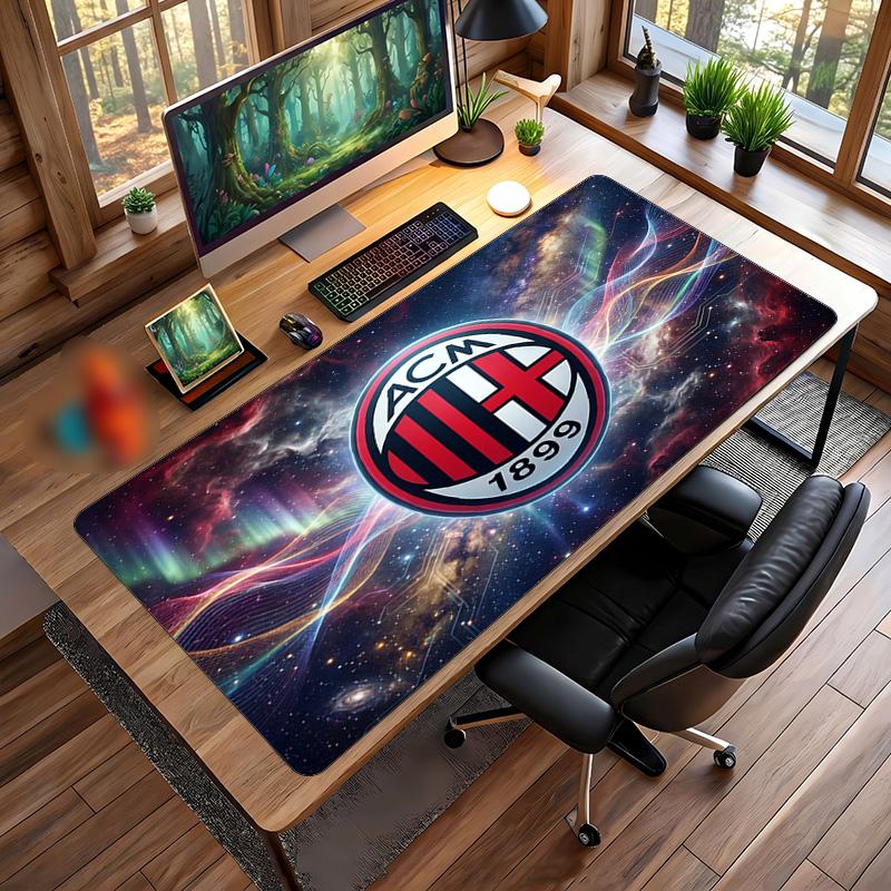 Tappetino per Mouse Grande Stampato AC Milan, Tappetino Morbido in Gomma Antiscivolo per Scrivania da Gioco per Ufficio Laptop Computer Decorazione
