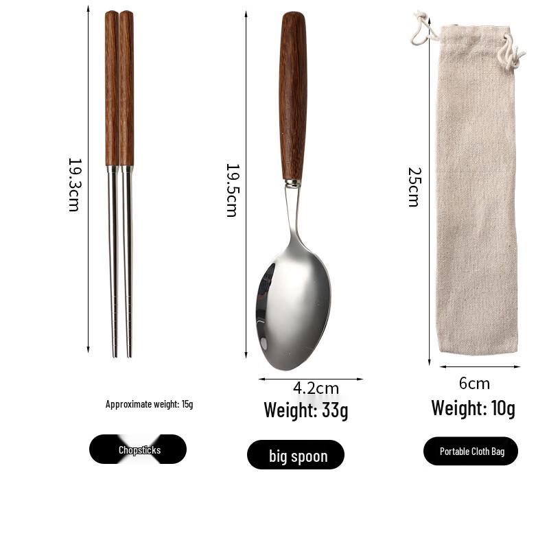 Abay Wooden Handle Stainless Steel Portable Cutlery Set