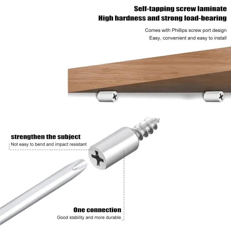 60pcs Cross Self-tapping Screw with Nonslip Rubber Cabinet Board Laminate Support DIY Wardrobe Cabinet Glass Partition Nails