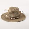 202505-2508751 Ins Chic Summer Natural Salty Grass Ethnic Shell Wood Bead Rope Men Women Fedoras Cap Leisure Panama JAZZ Hat