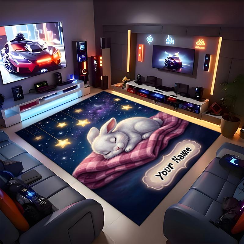 1PC Custom Name "Nighttime Dreamscape" Theme Floor Mat Ideal for Living Room, Game Rooms, Office, Bedroom,Floor Mat Playful Design