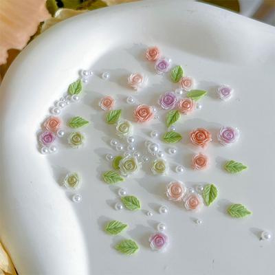1 Scatola 12 Scomparti Decorazioni Fai da Te per Unghie Rose 3D Giardino Trapanino per Unghie Fiori Misti Foglia Perla Manicure Diamante Accessori per Design Manicure