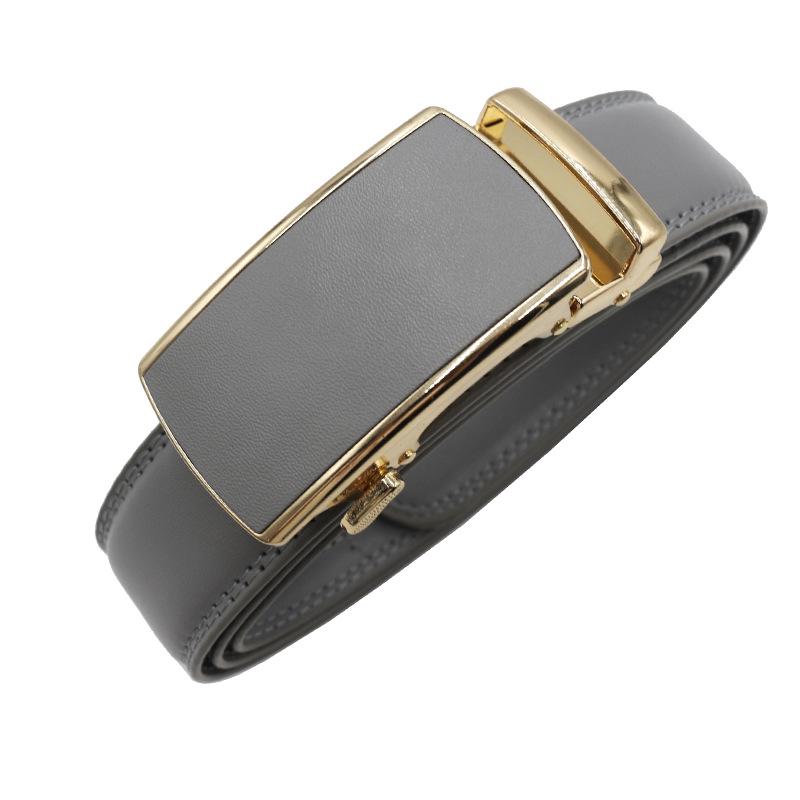 

Men s High-End Soft Leather Belt: 10 Colors, Automatic Buckle for Business or Casual Wear 125cm сірий колір