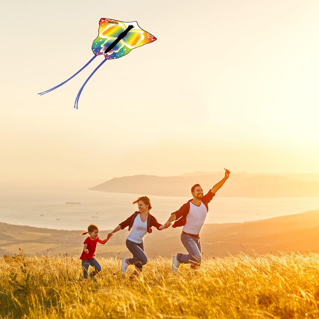 AUPETEK Kite Stable and Flies Even in Light Suitable for Adults and Colorful Delta Butterfly 50M Kite Storage and Japanese Instructions - Durable,