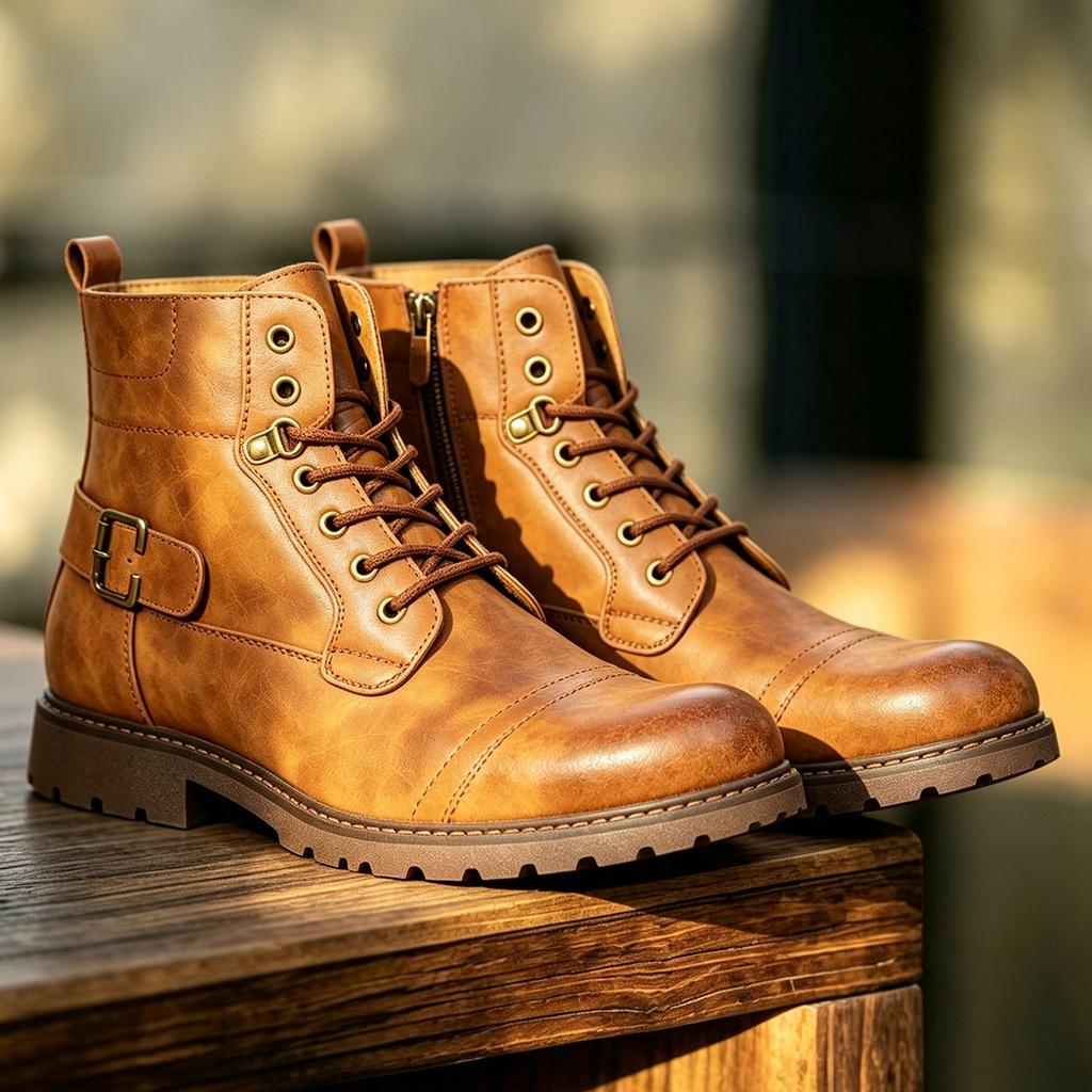 Herren British Retro Hohe Lederstiefel Lässig Vielseitig Outdoor Schuhe für den täglichen Gebrauch