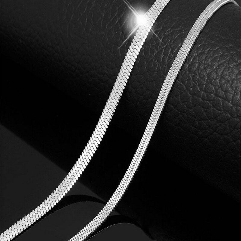 New 925 Sterling Silver Snake Chain Necklace High Quality Fashion Jewelry For Women Men Wedding Birthday Party Gift