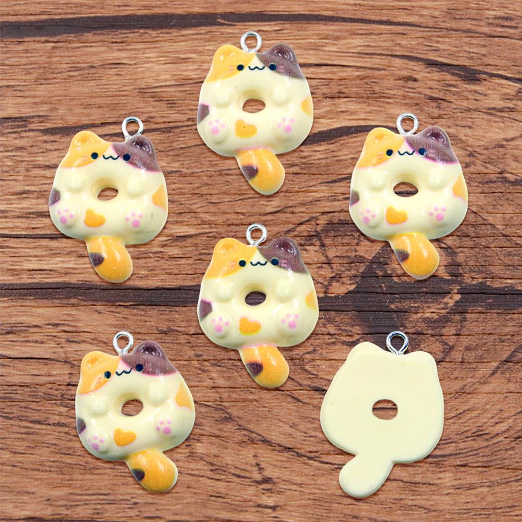 DIY Resin Accessories Cute Cat Donut Pendant Bag Bracelet Mobile Phone Pendant