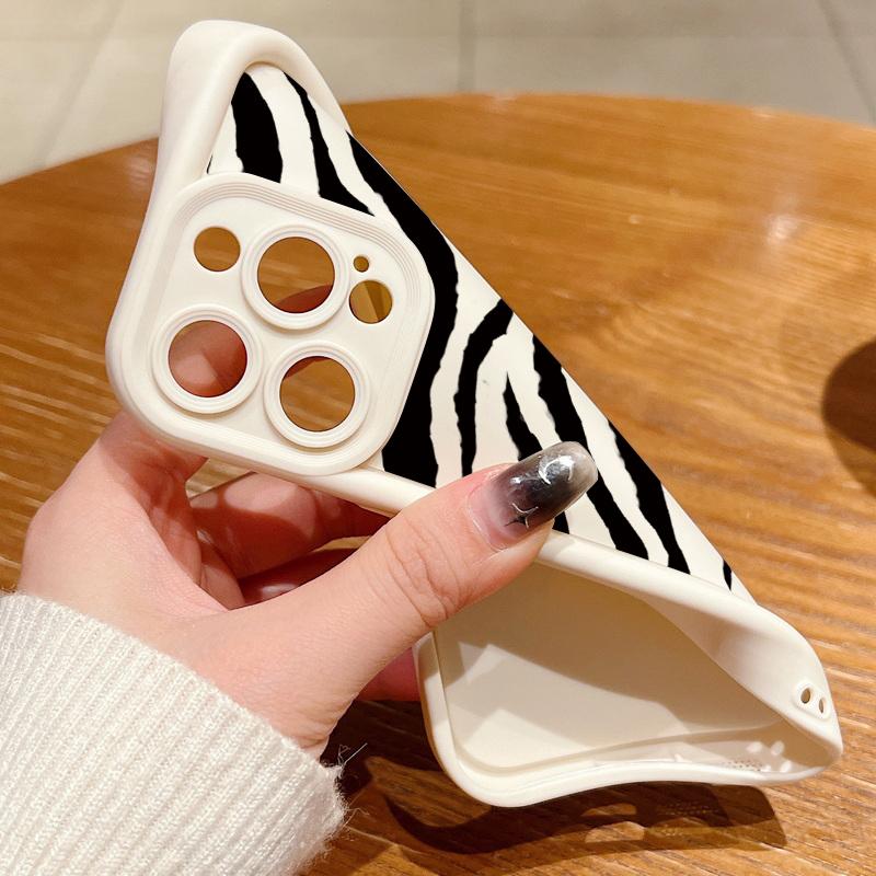 Zebra Striped Pattern Soft Case For iPhone 16 15 14 Pro Max 15 16 Plus 13 12 Pro 11 Candy Color Shockproof Silicone Phone Cover