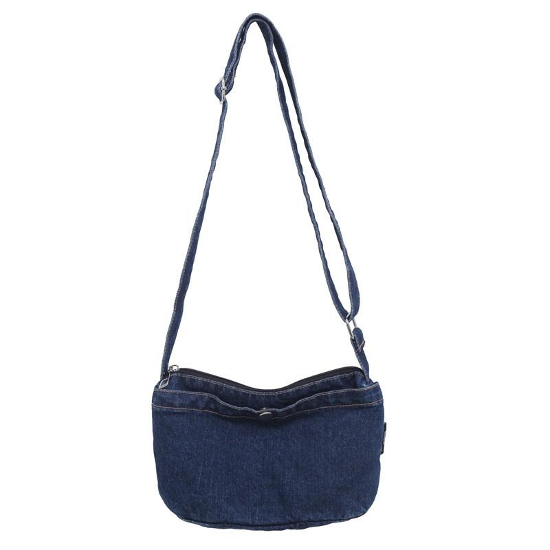 Women Denim Crossbody Bag In Street Trend Style With Soft Structure And Zipper Closure