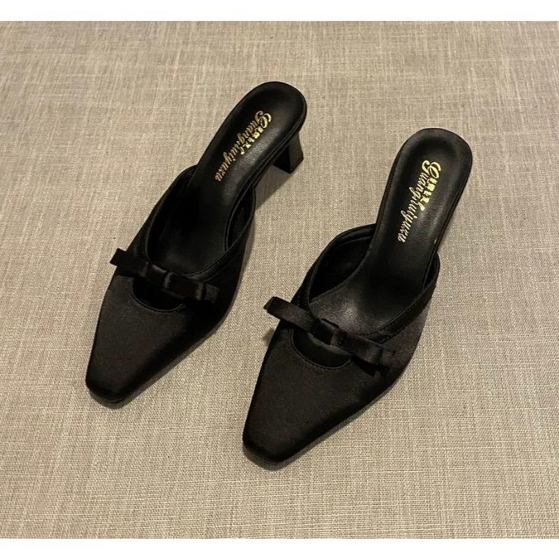 Fashion New Designer Spring High Heel Pumps Women Mules Slippers Fashion Shallow Slip on Shoes Ladies Casual Outdoor Sandalias
