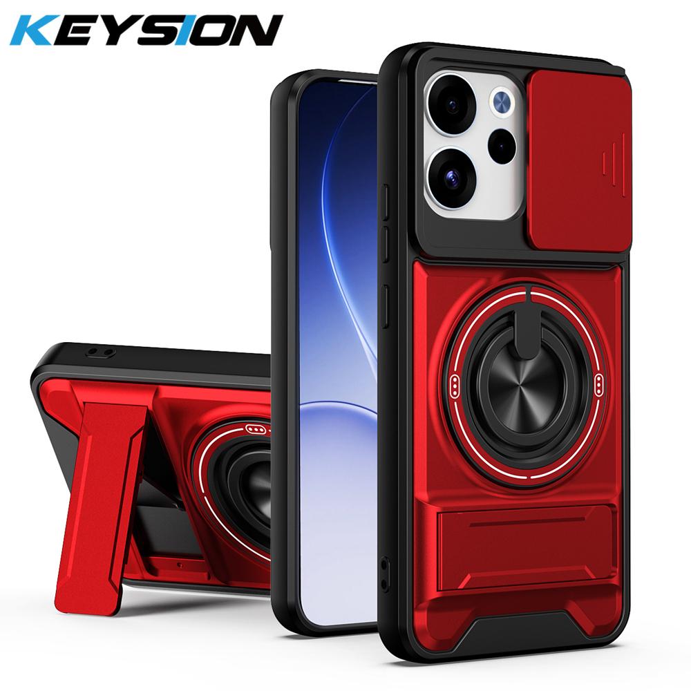 KEYSION Magnetic Phone Case for OPPO Reno15 Pro Max 5G 15 F 5G Slide Camera Protection Upright Kickstand Ring Shockproof Cover