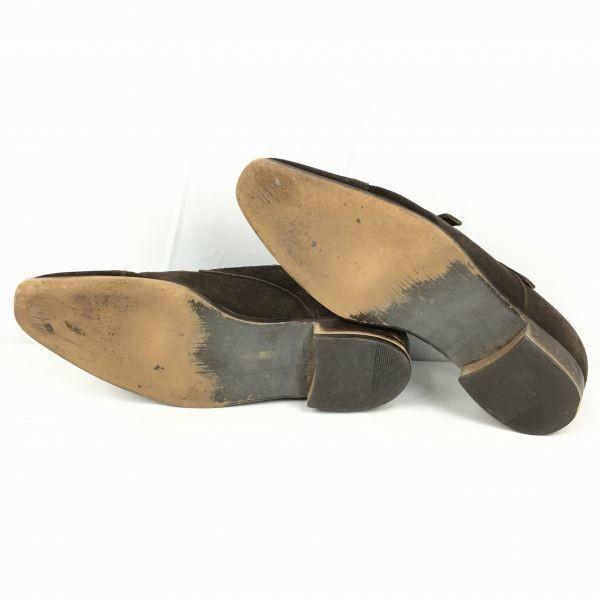 Made in Japan BEAMS HEART Suede Double Monk Strap Business Shoes Dark Brown size 26.0-26.5-27.0 Men's