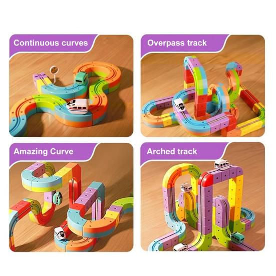 51/81/118Pcs/Set Magnetic Track Train Toy Kit Kids DIY Rail Building Gravity-Defying Electric Train Toy Toddlers Track Car Educational STEM