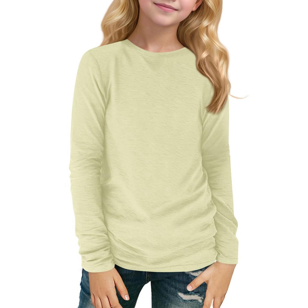Children's Long-sleeved O-neck Top Solid Color Daily Casual