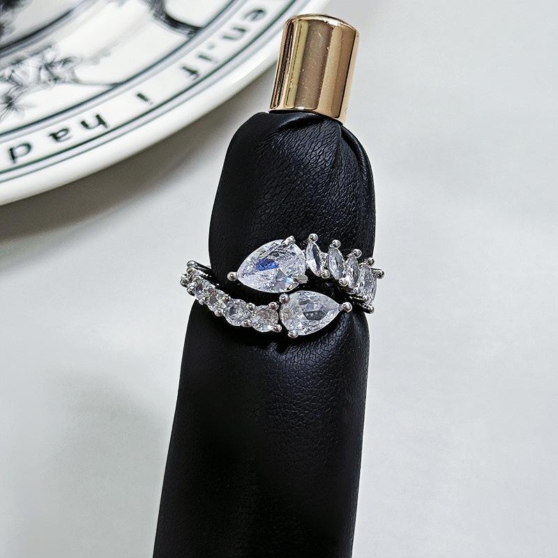 Niche High-End Flash Diamond Sweet Zircon Super Fairy Open Ring Temperament Fashionable Index Finger Ring Woman